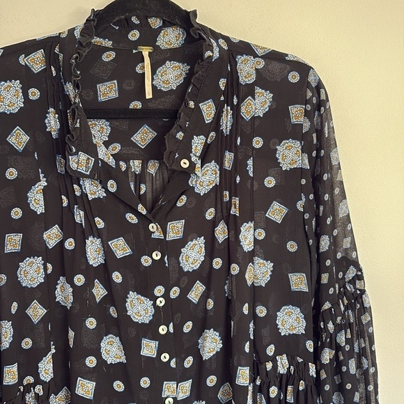 Free People Chiffon Mock Neck Turn Turn Summer Mini Dress - Picture 5 of 7